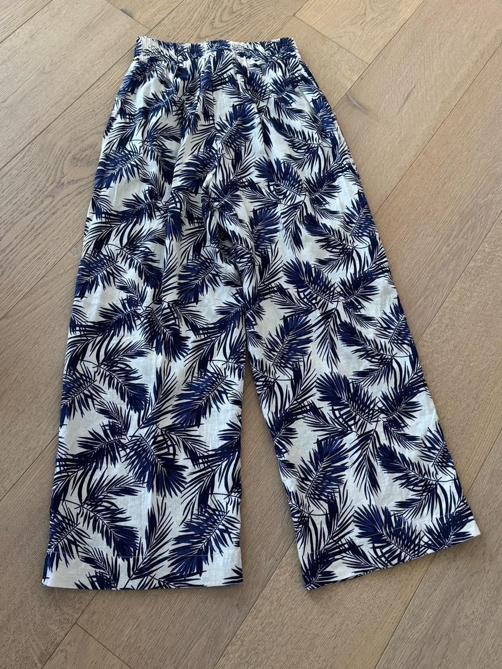 Panama Jack Linen Pants Palm Print Blue and Ivory Size Small - Picture 9 of 9